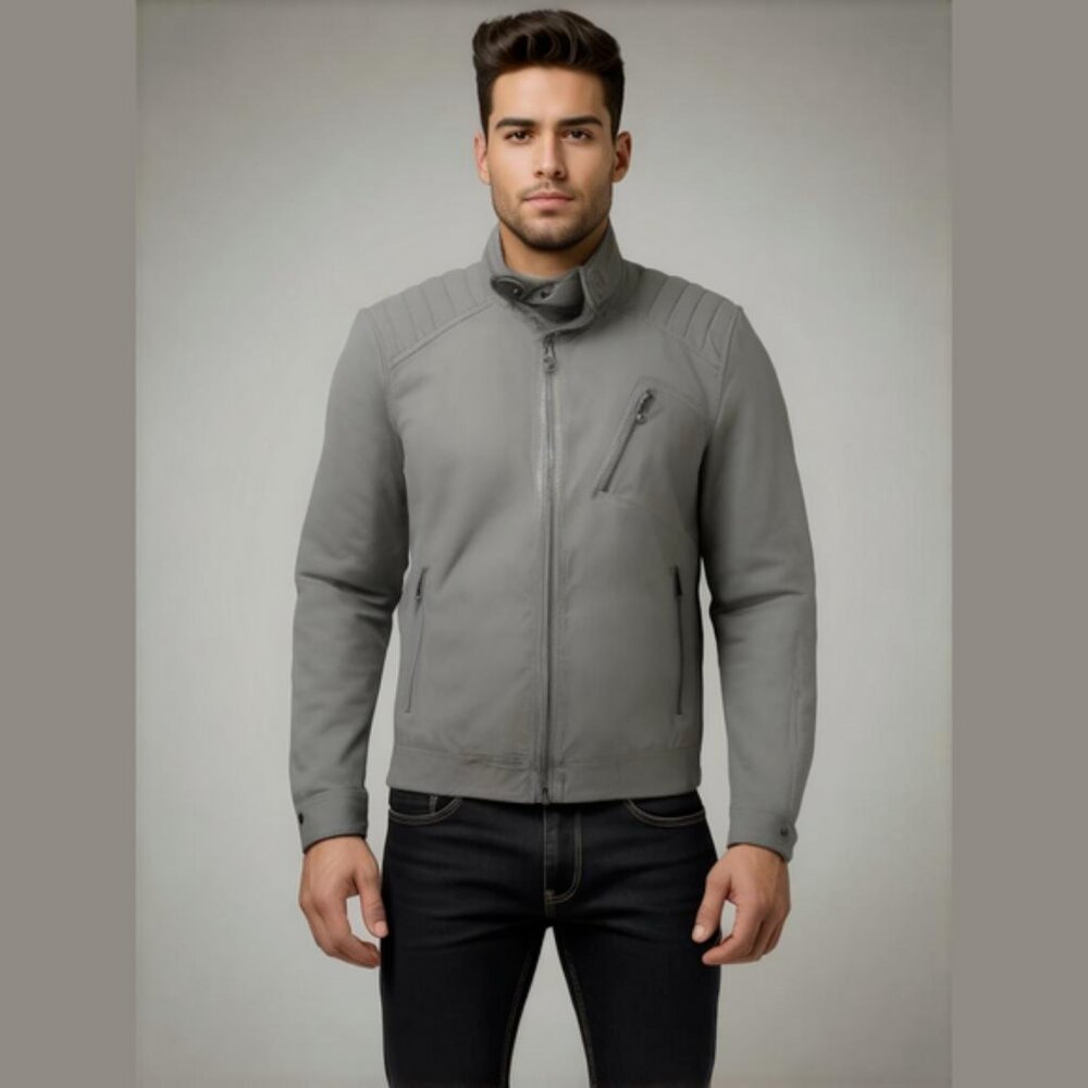 Guess NWT Mens Grey Quilted motorcycle drew suedes Jacket size XS